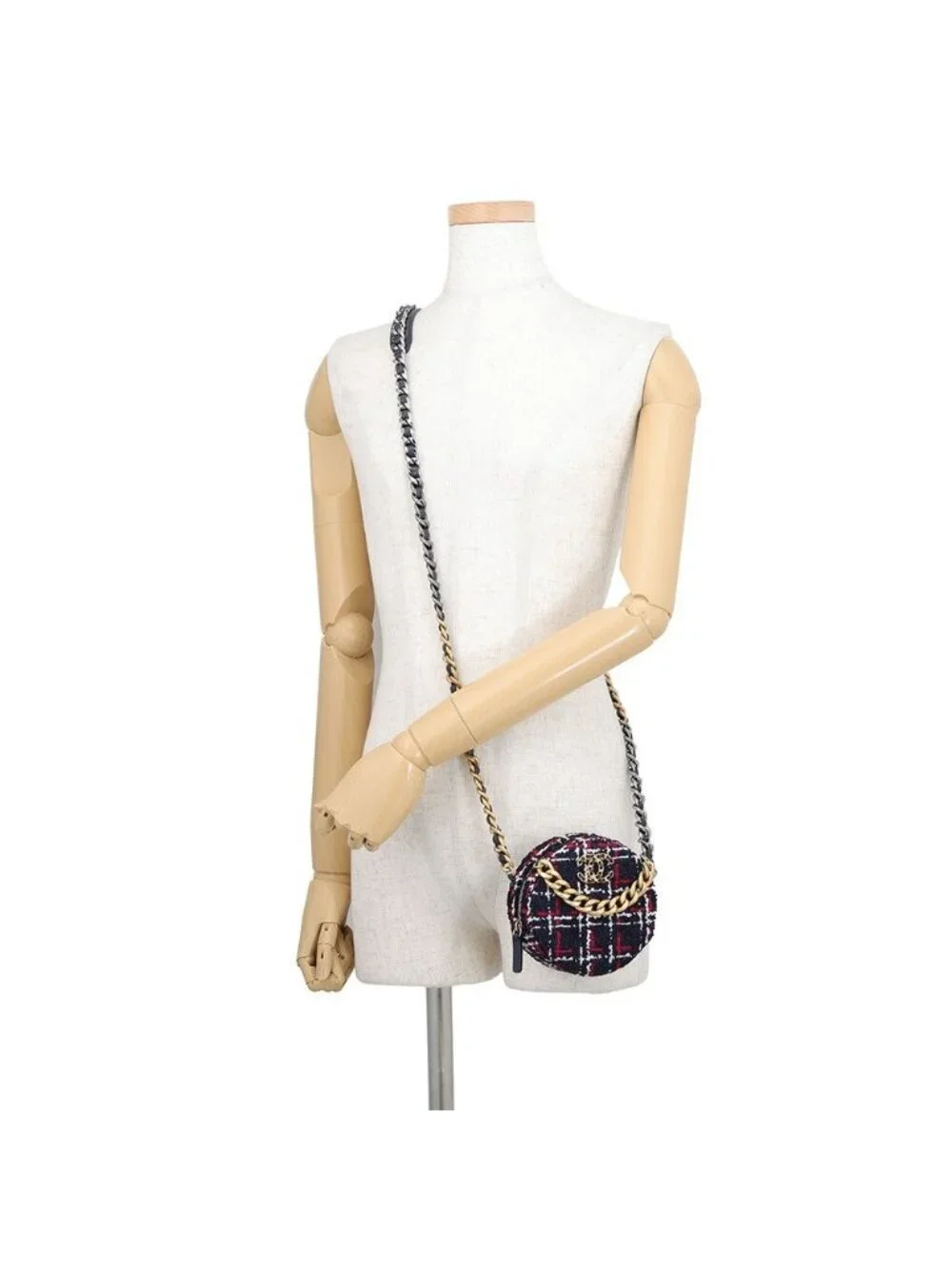 Chanel Chain Shoulder Bag 19 Quilted CC Logo Tweed